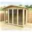 8ft X 6ft Pressure Treated T&g Apex Summerhouse With Higher Eaves And Ridge Height - Long Windows + Overhang + Toughened Safety Glass + Euro Lock With Key + Super Strength Framing + Extra Side Windows