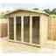 7ft X 8ft Pressure Treated Tongue & Groove Apex Summerhouse - Long Windows - With Higher Eaves And Ridge Height + Overhang + Toughened Safety Glass + Euro Lock With Key + Super Strength Framing