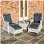 2 Seater Putty Grey Rattan Weave Garden Reclining Lounger Set