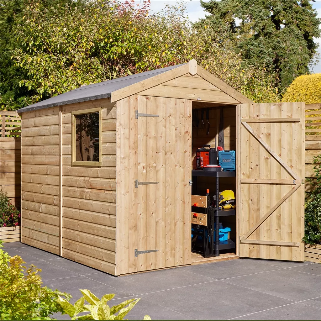 Cheshire 8×6 Shiplap Apex Shed Double Door with One Window