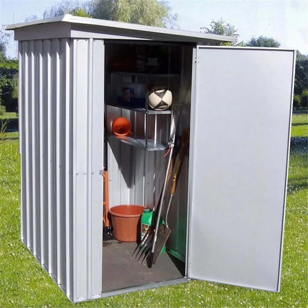 3ft 5" x 4ft 9" Pent Metal Shed + Free Anchor Kit (1.04m x 1.44m)
