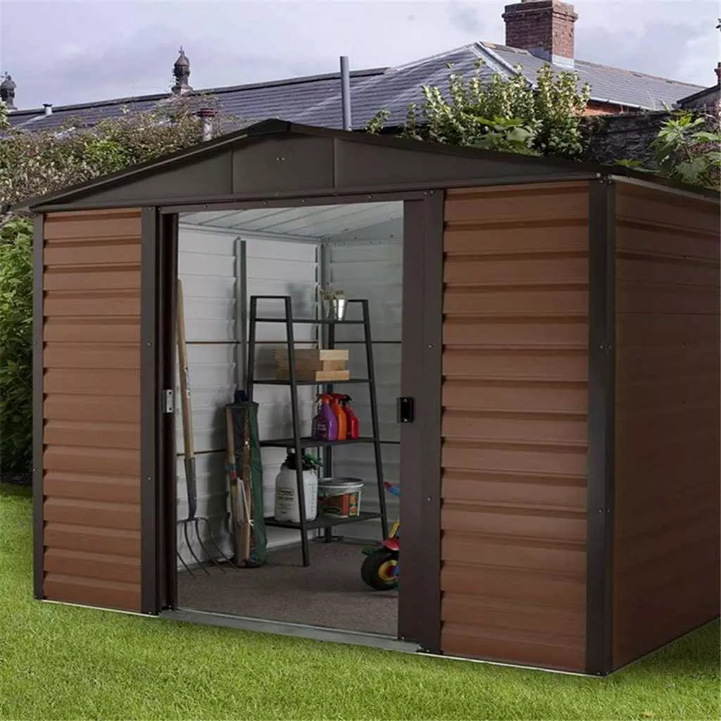 9ft 4" x 6ft 1" Woodgrain Metal Shed + Free Anchor Kit (3.03m x 1.97m) product image