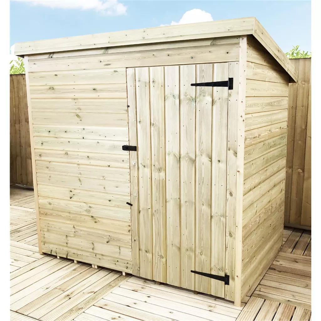 5 x 4 Windowless Pressure Treated T&G Pent Shed With Single Door