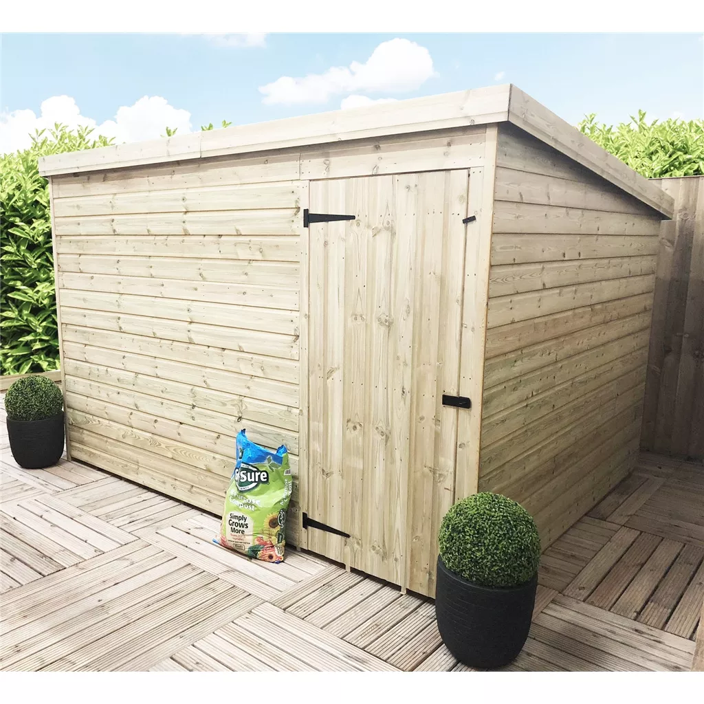 10 x 4 Windowless Pressure Treated T&G Pent Shed With Single Door