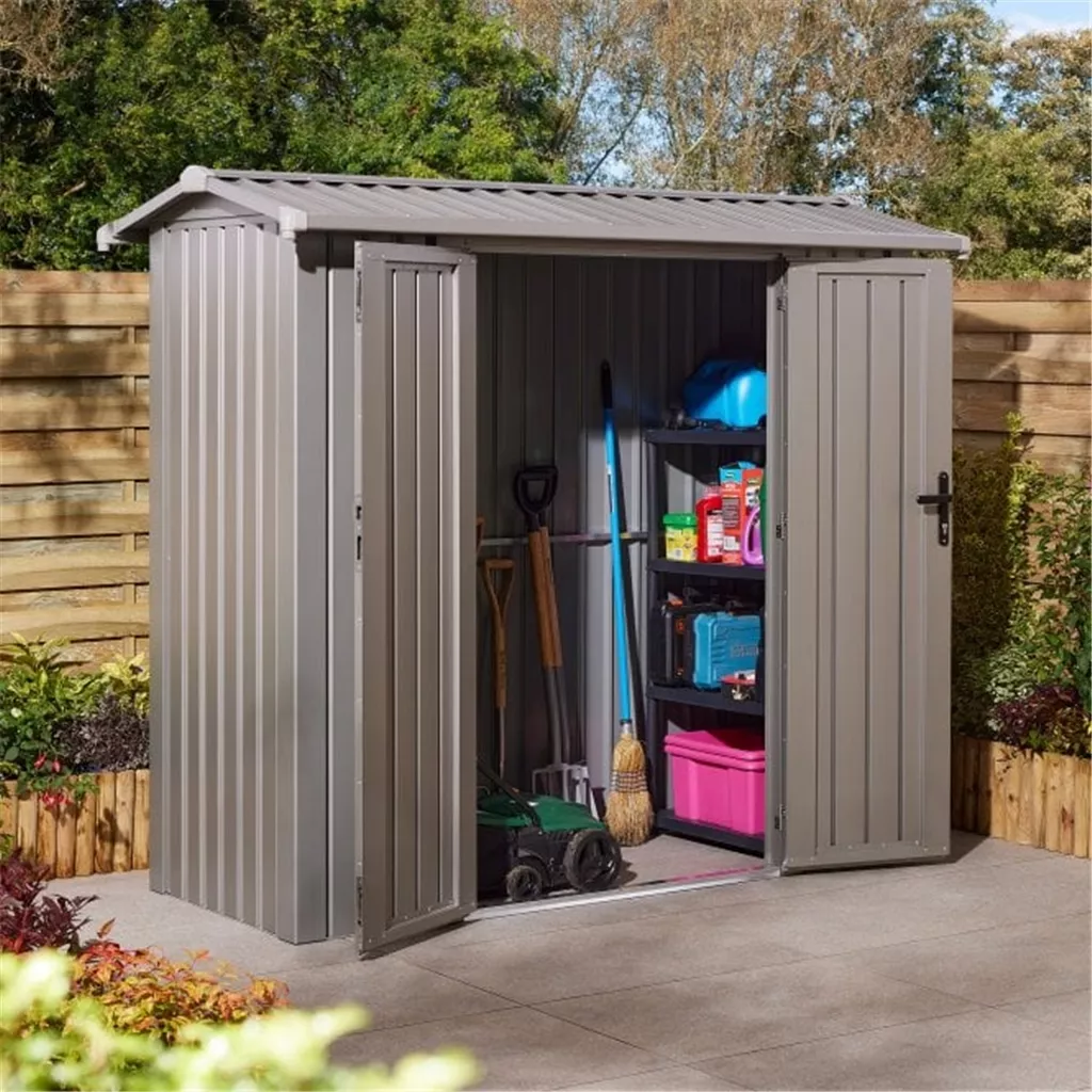 8 x 4 Deluxe Ashford Metal Apex Shed – Double Door and Foundation Kit