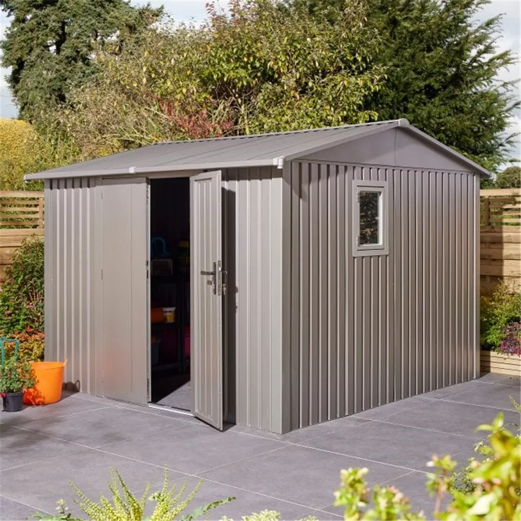 10 x 10 Deluxe Ashford Metal Apex Shed – Double Door & Foundation Kit