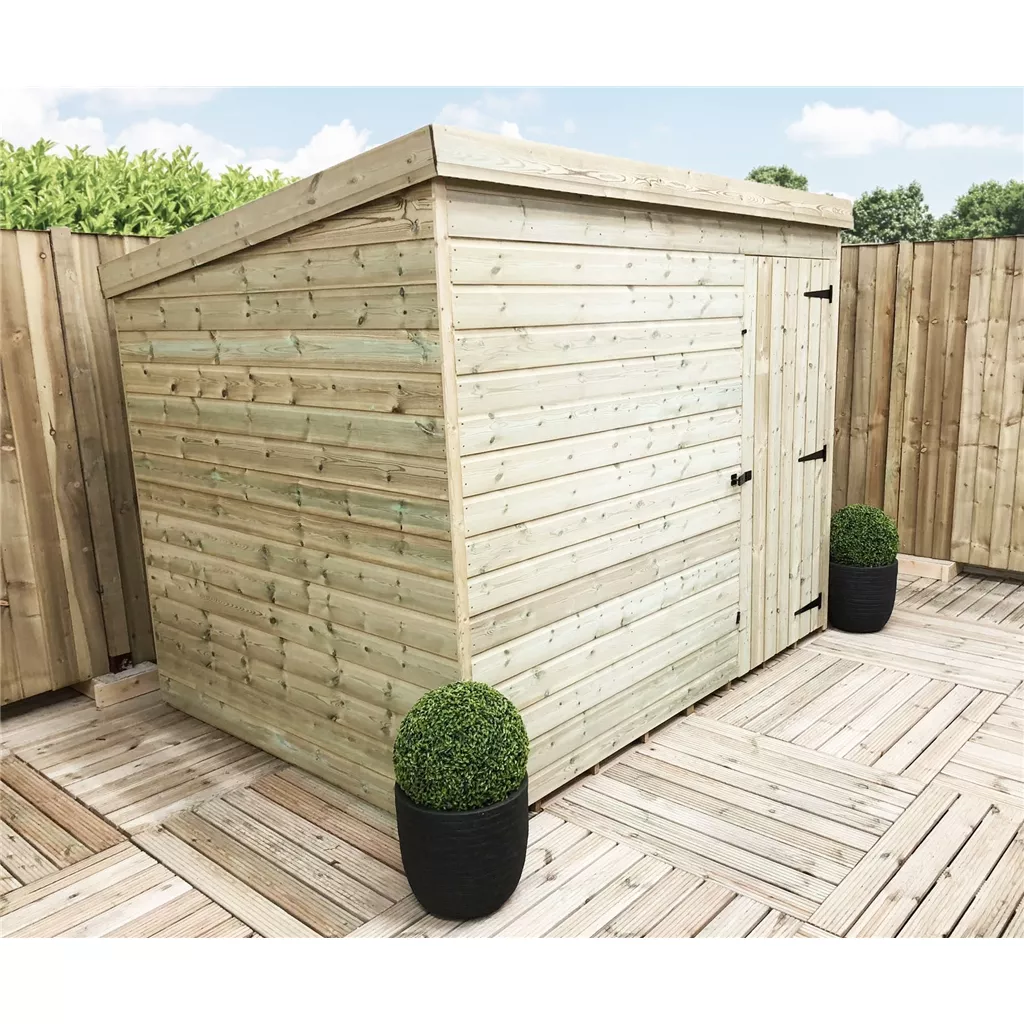 8 x 7 Windowless Pressure Treated T&G Pent Shed With Single Door