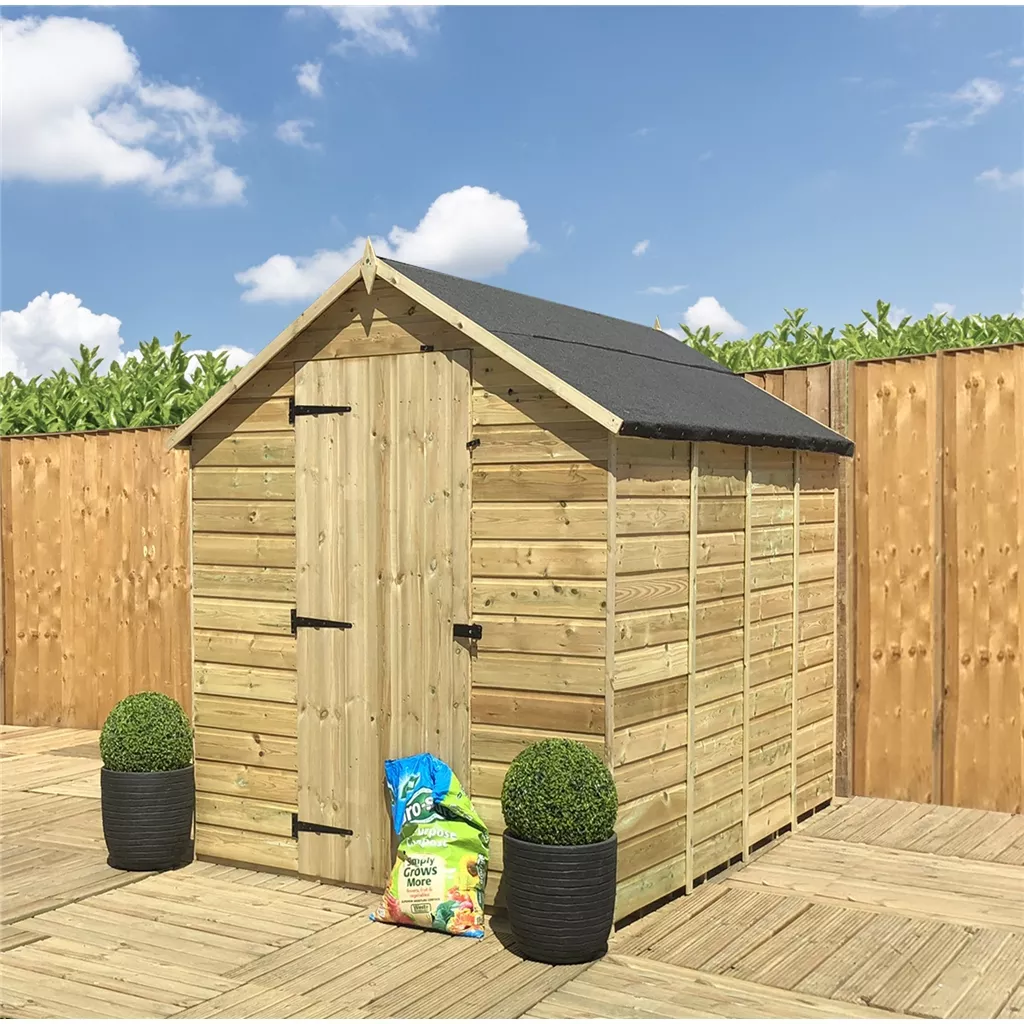 3 x 6 Windowless Pressure Treated T&G Single Door Apex Shed (low Eaves)