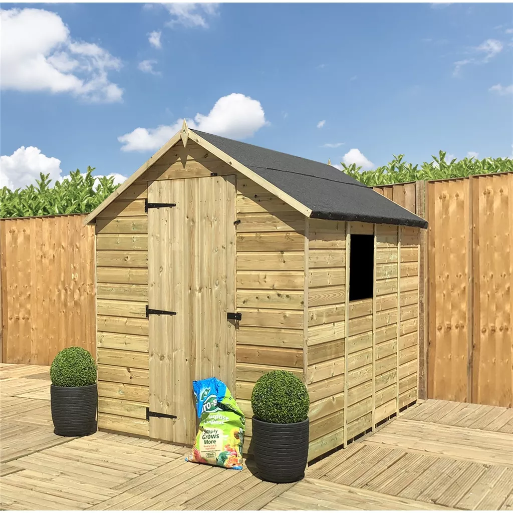 3 x 5 Pressure Treated T&G Single Door Apex Shed (low Eaves) + 1 Window