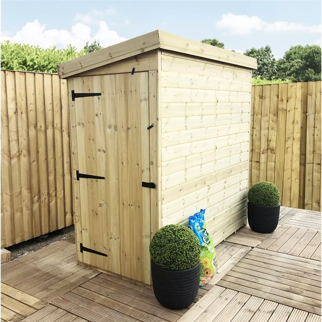 3 x 6 Windowless Pressure Treated T&G Pent Shed (door Panel Sloping Left To Right)