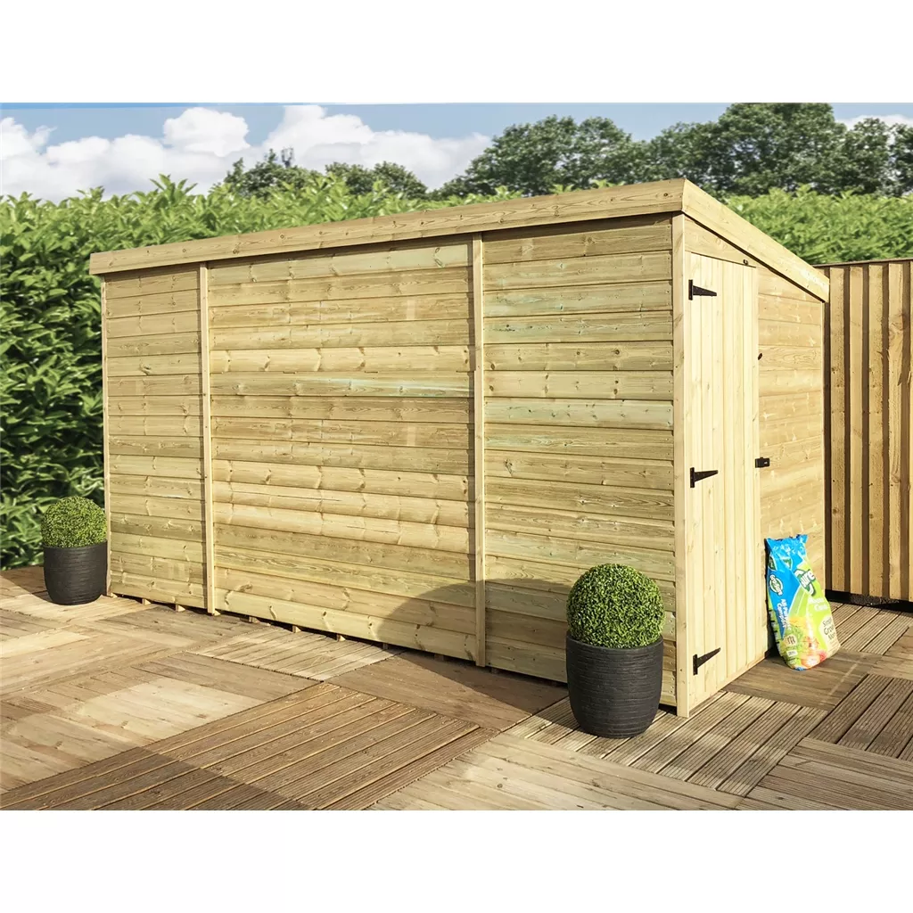 10 x 7 Windowless Pressure Treated T&G Pent Shed With Side Door