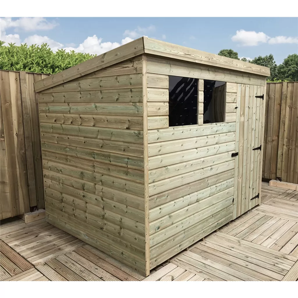 7 x 5 Pressure Treated T&G Pent Shed With 2 Windows, Single Door product image
