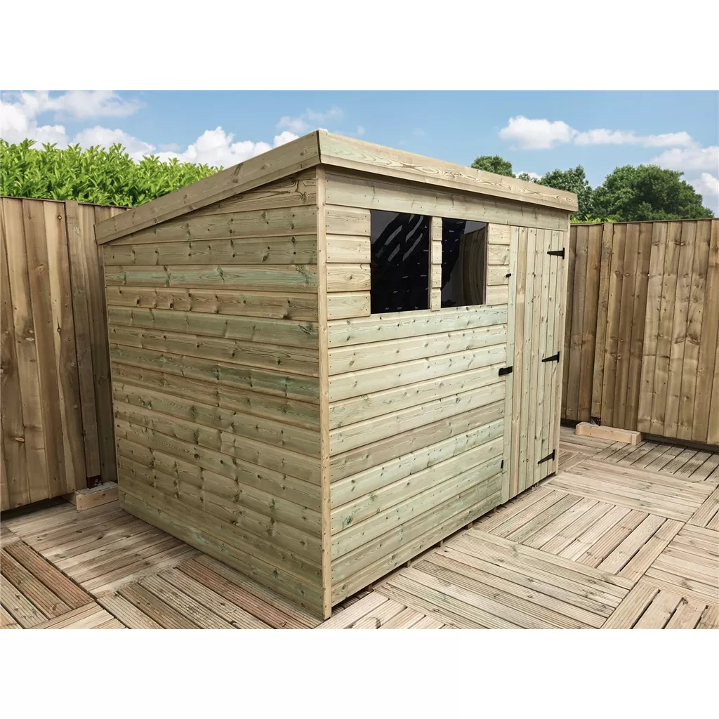 8 x 5 Pressure Treated T&G Pent Shed With 2 Windows, Single Door product image