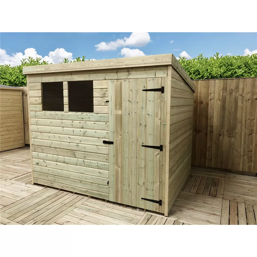 8 x 6 Pressure Treated T&G Pent Shed With 2 Windows, Single Door product image