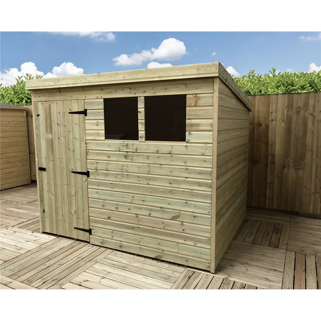8 x 6 Pressure Treated T&G Pent Shed With 2 Windows, Single Door product image