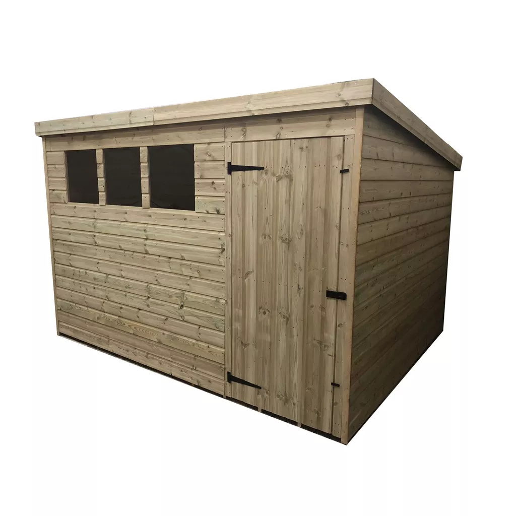 10 x 5 Pressure Treated T&G Pent Shed With 3 Windows, Single Door product image