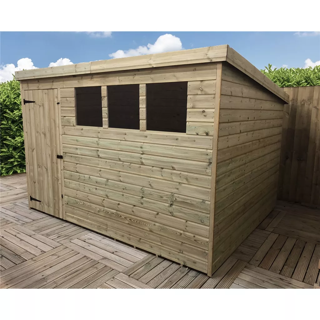 10 x 5 Pressure Treated T&G Pent Shed With 3 Windows, Single Door product image