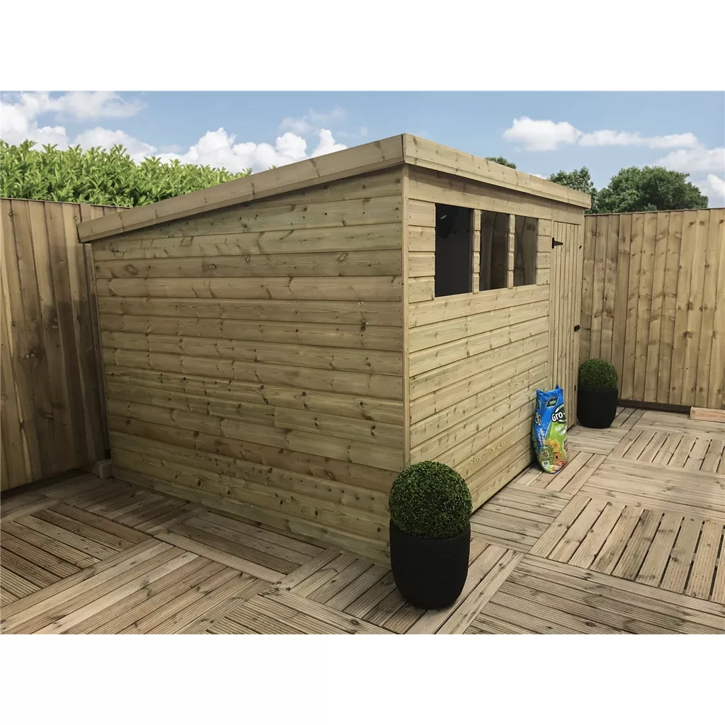 10 x 7 Pressure Treated T&G Pent Shed With 3 Windows, Single Door product image