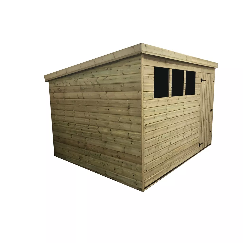10 x 8 Pressure Treated T&G Pent Shed With 3 Windows, Single Door product image