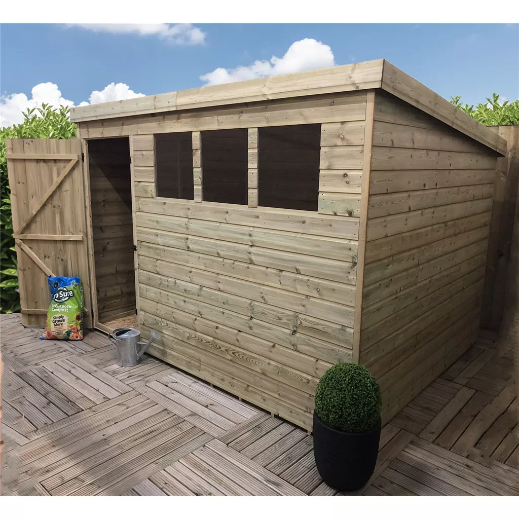 10 x 8 Pressure Treated T&G Pent Shed With 3 Windows, Single Door product image