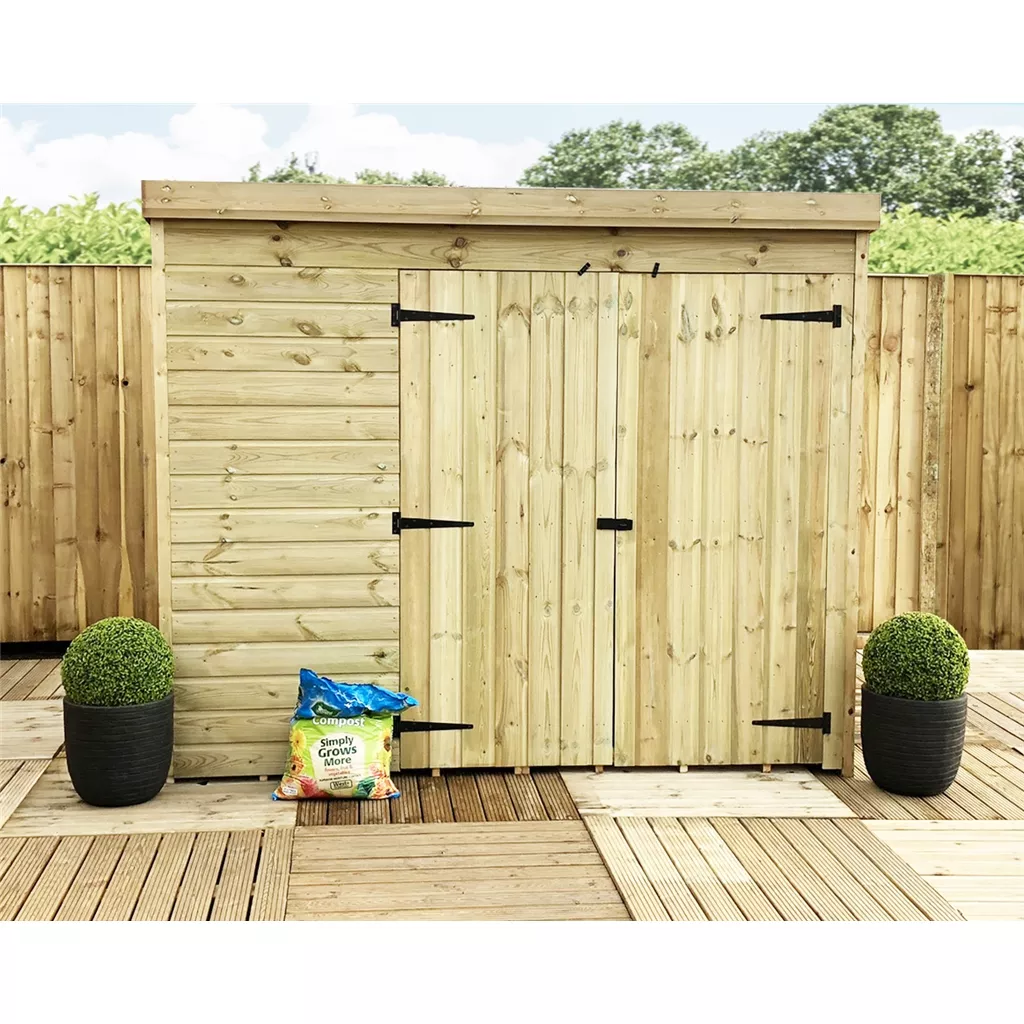 8 x 7 Windowless Pressure Treated T&G Pent Shed With Double Doors product image