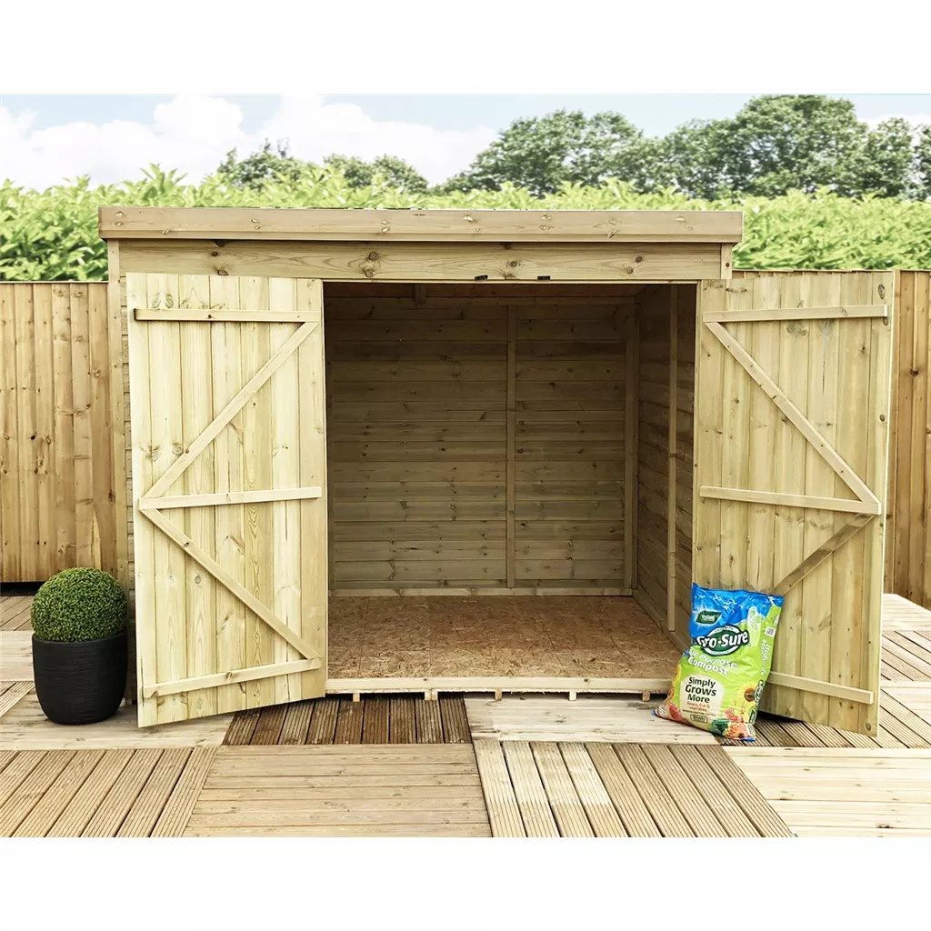 8 x 7 Windowless Pressure Treated T&G Pent Shed With Double Doors product image