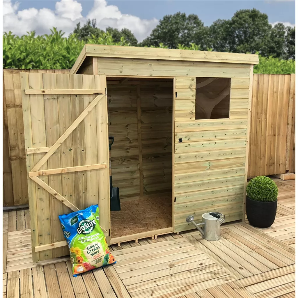 5 x 5 Pressure Treated T&G Pent Shed With 1 Windows, Single Door product image