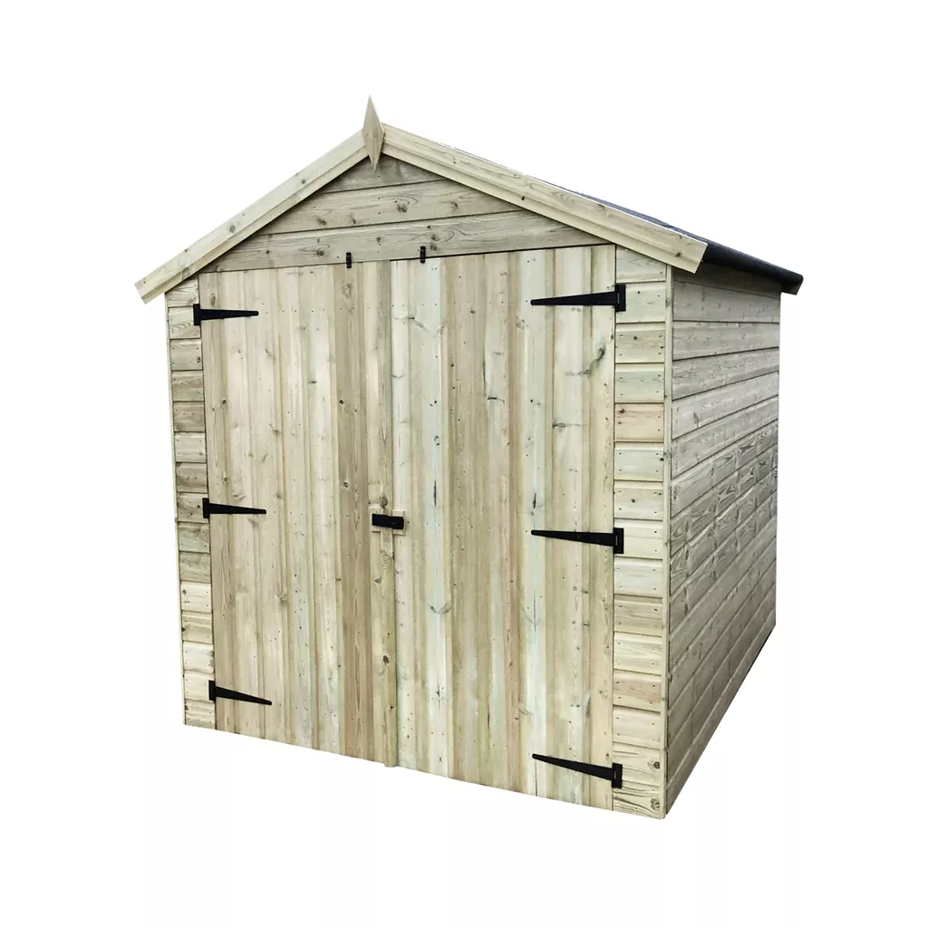 10 x 6 Premier Pressure Treated T&G Apex Shed – Higher Eaves, 4 Windows, Double Door product image