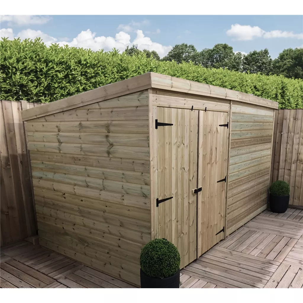 12 x 3 Windowless Pressure Treated T&G Pent Shed With Double Doors product image