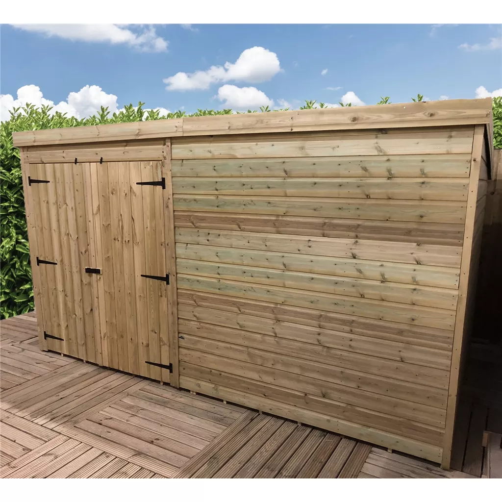 14 x 3 Windowless Pressure Treated T&G Pent Shed With Double Doors product image