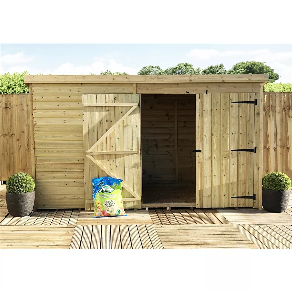 10 x 5 Windowless Pressure Treated T&G Pent Shed With Double Doors product image