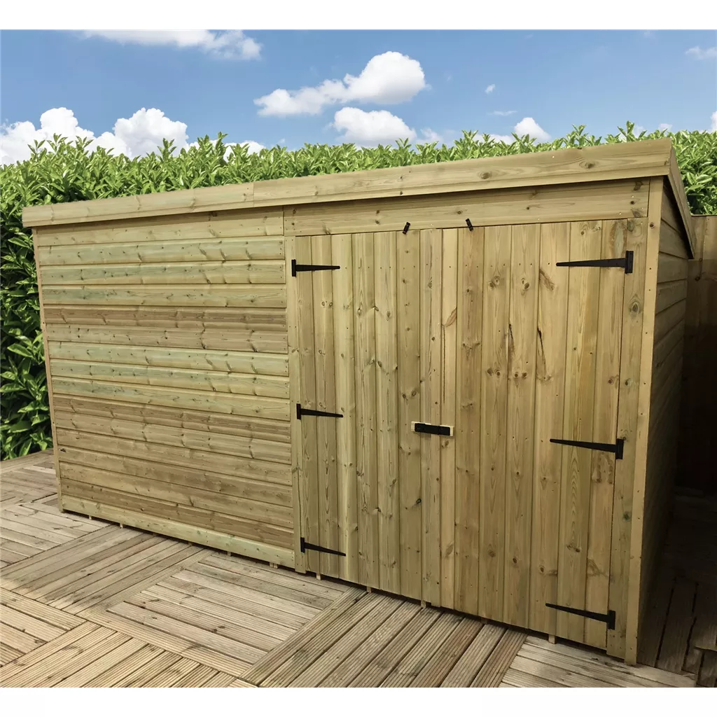 12 x 5 Windowless Pressure Treated T&G Pent Shed With Double Doors product image