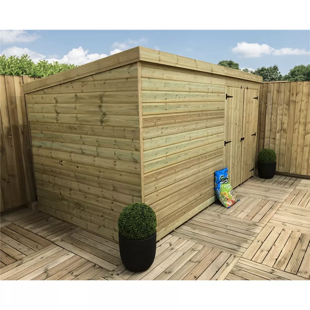 14 x 4 Windowless Pressure Treated T&G Pent Shed With Double Doors product image