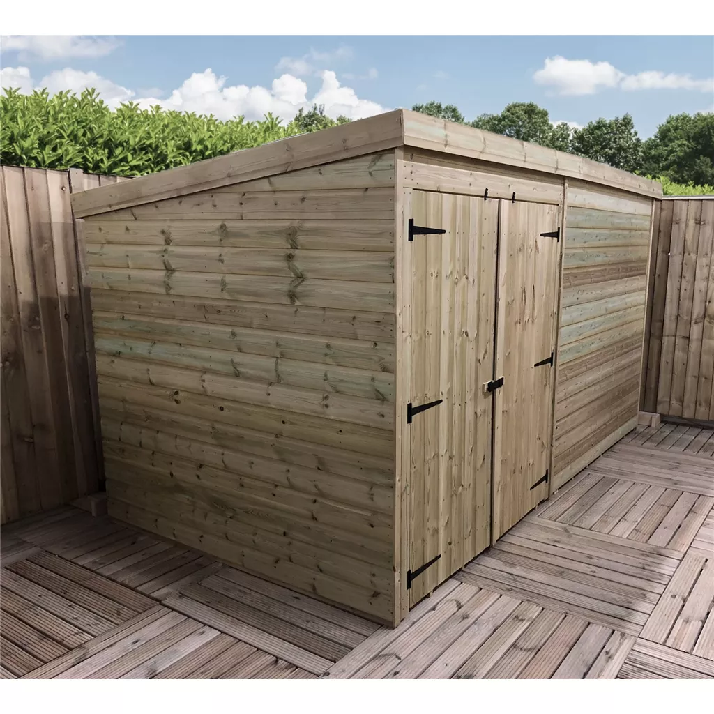 14 x 8 Windowless Pressure Treated T&G Pent Shed With Double Doors product image