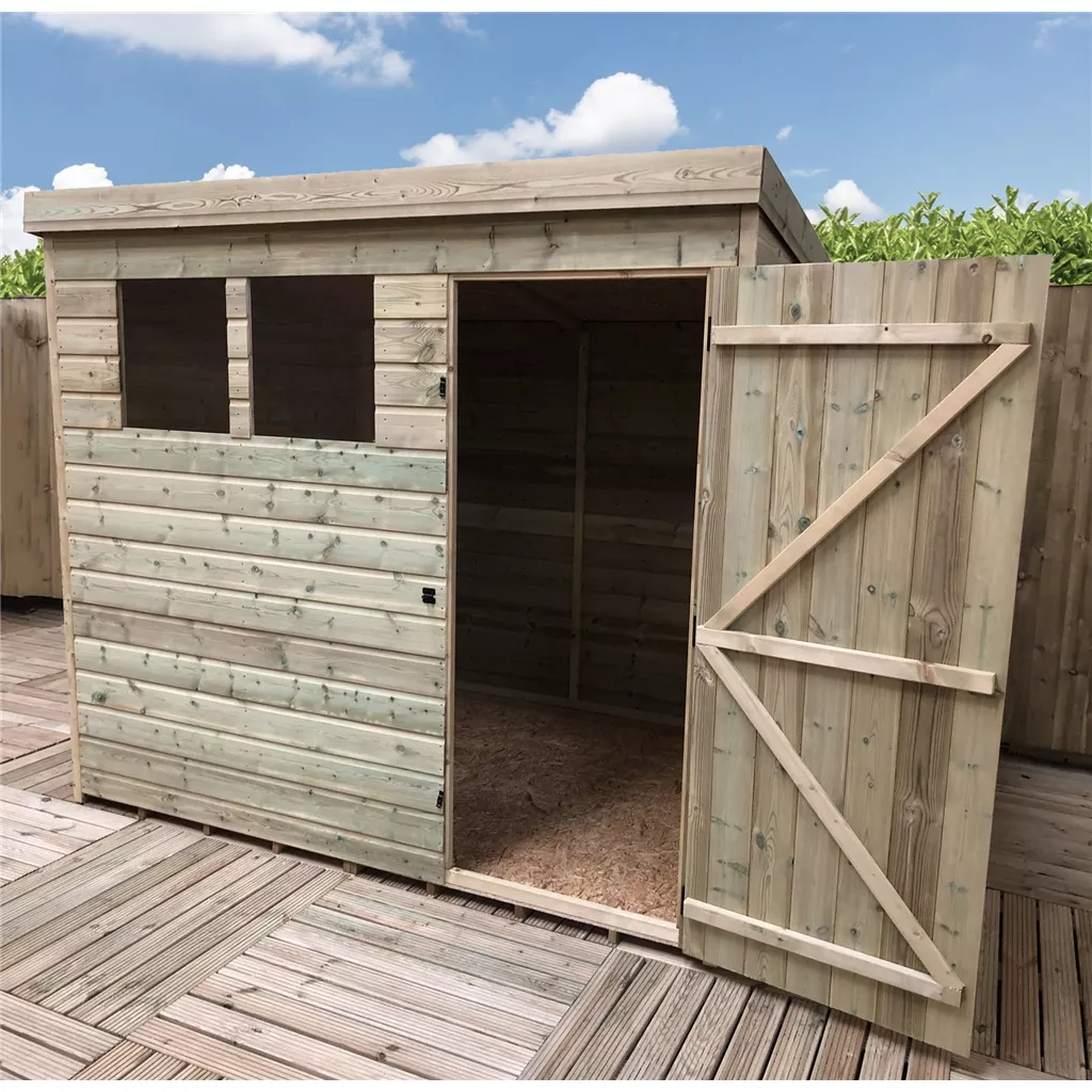 8 x 7 Pressure Treated T&G Pent Shed With 2 Windows, Single Door product image