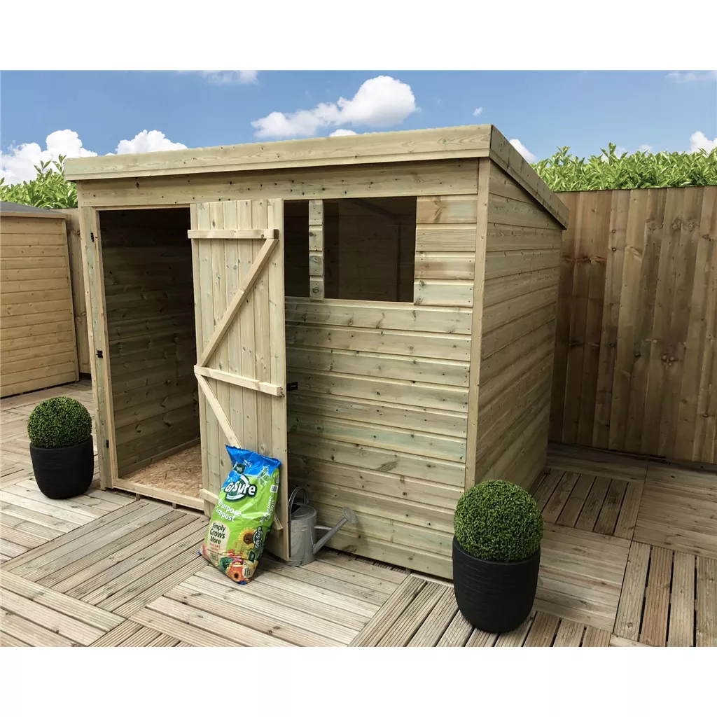 8 x 8 Pressure Treated T&G Pent Shed With 2 Windows, Single Door product image