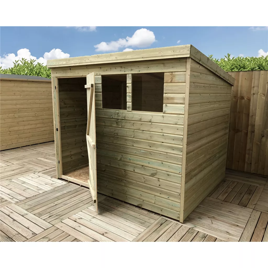 8 x 8 Pressure Treated T&G Pent Shed With 2 Windows, Single Door product image