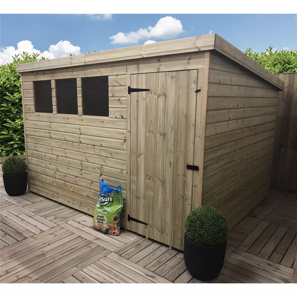 10 x 4 Pressure Treated T&G Pent Shed With 3 Windows, Single Door product image