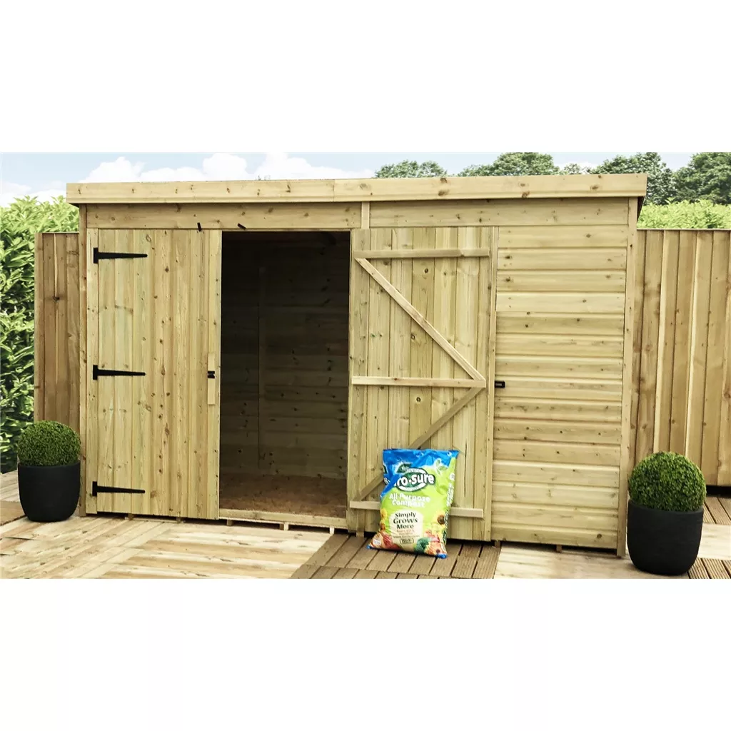 10 x 3 Pressure Treated T&G Pent Shed With 1 Windows, Double Door product image