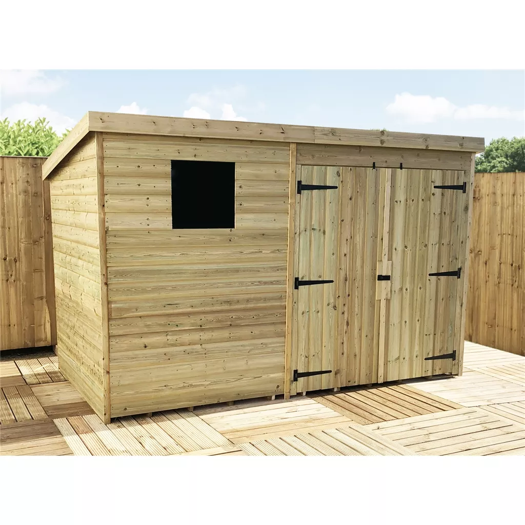 10 x 3 Pressure Treated T&G Pent Shed With 1 Windows, Double Door product image