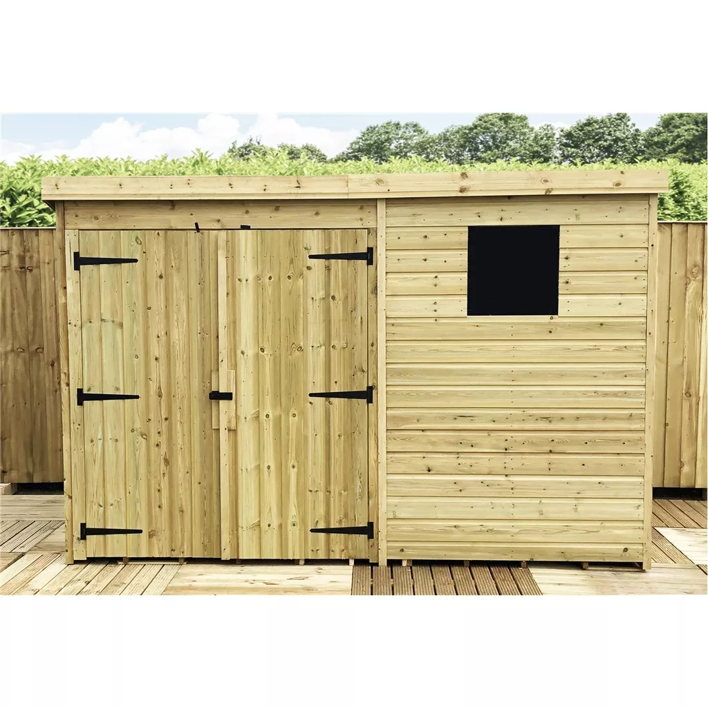 10 x 4 Pressure Treated T&G Pent Shed With 1 Windows, Double Door product image