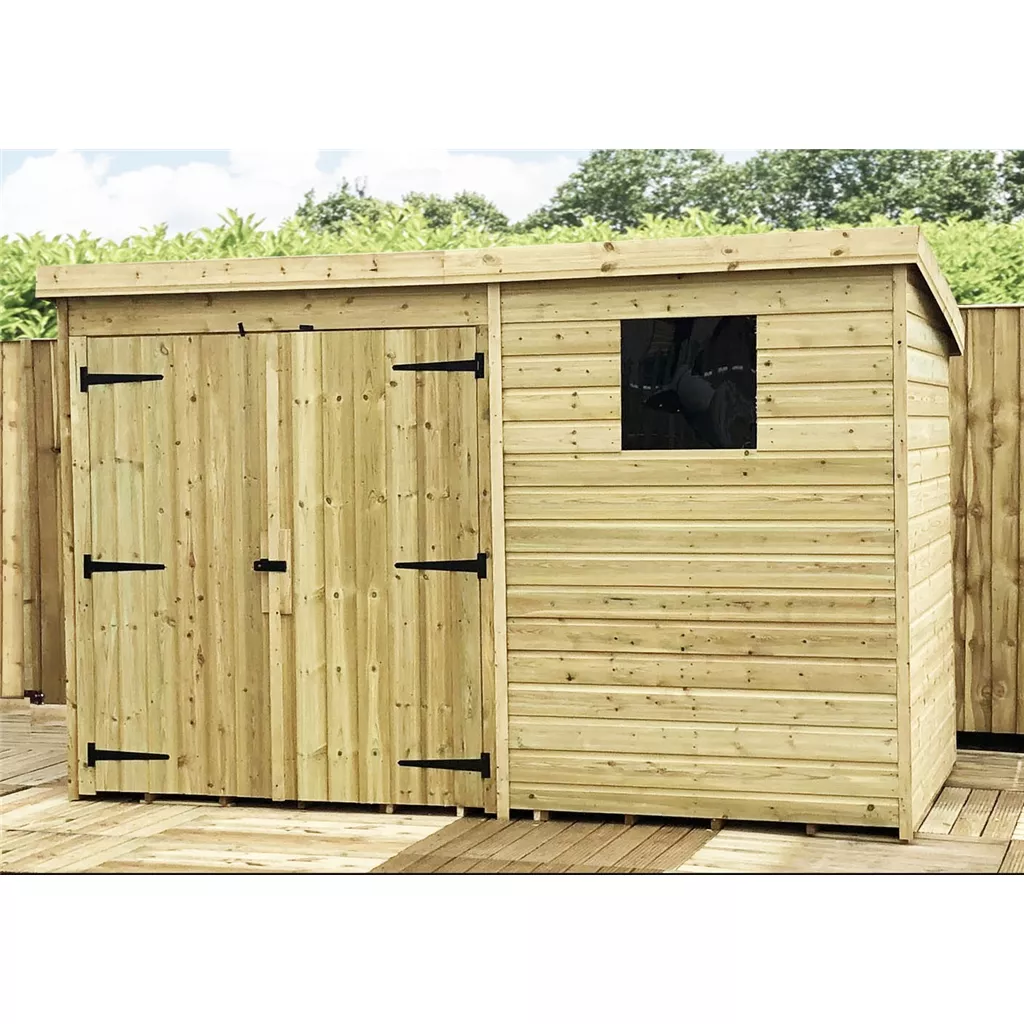 10 x 4 Pressure Treated T&G Pent Shed With 1 Windows, Double Door product image