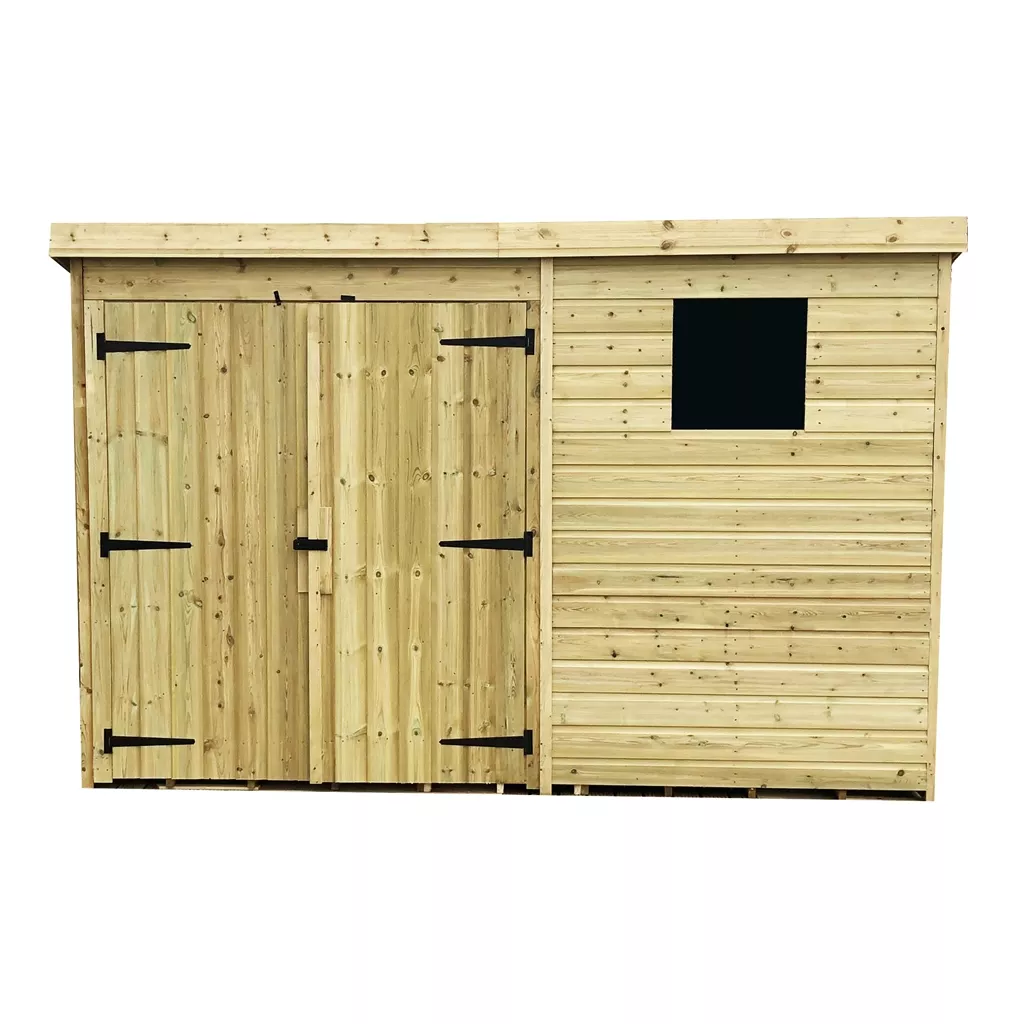 10 x 7 Pressure Treated T&G Pent Shed With 1 Windows, Double Door product image