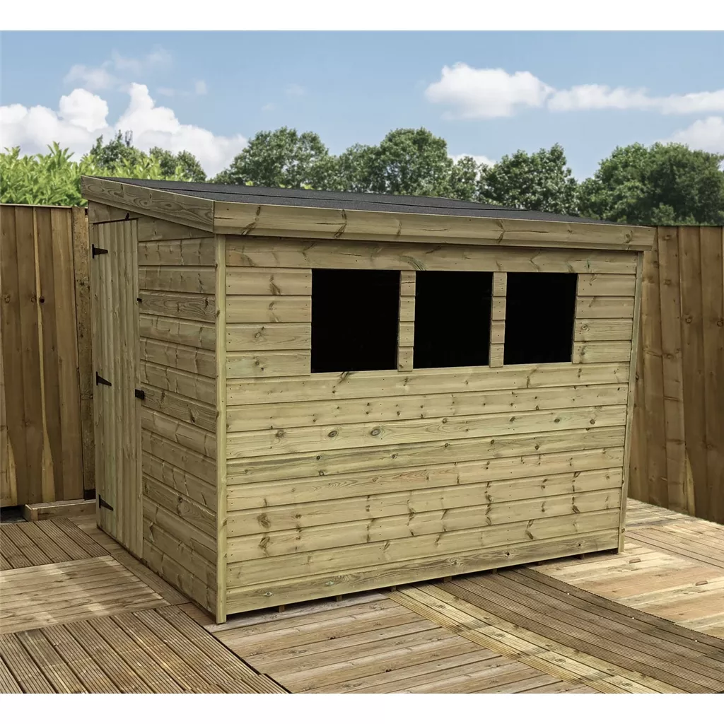 6 x 6 Reverse Pressure Treated T&G Pent Shed With 3 Windows, Single Door product image