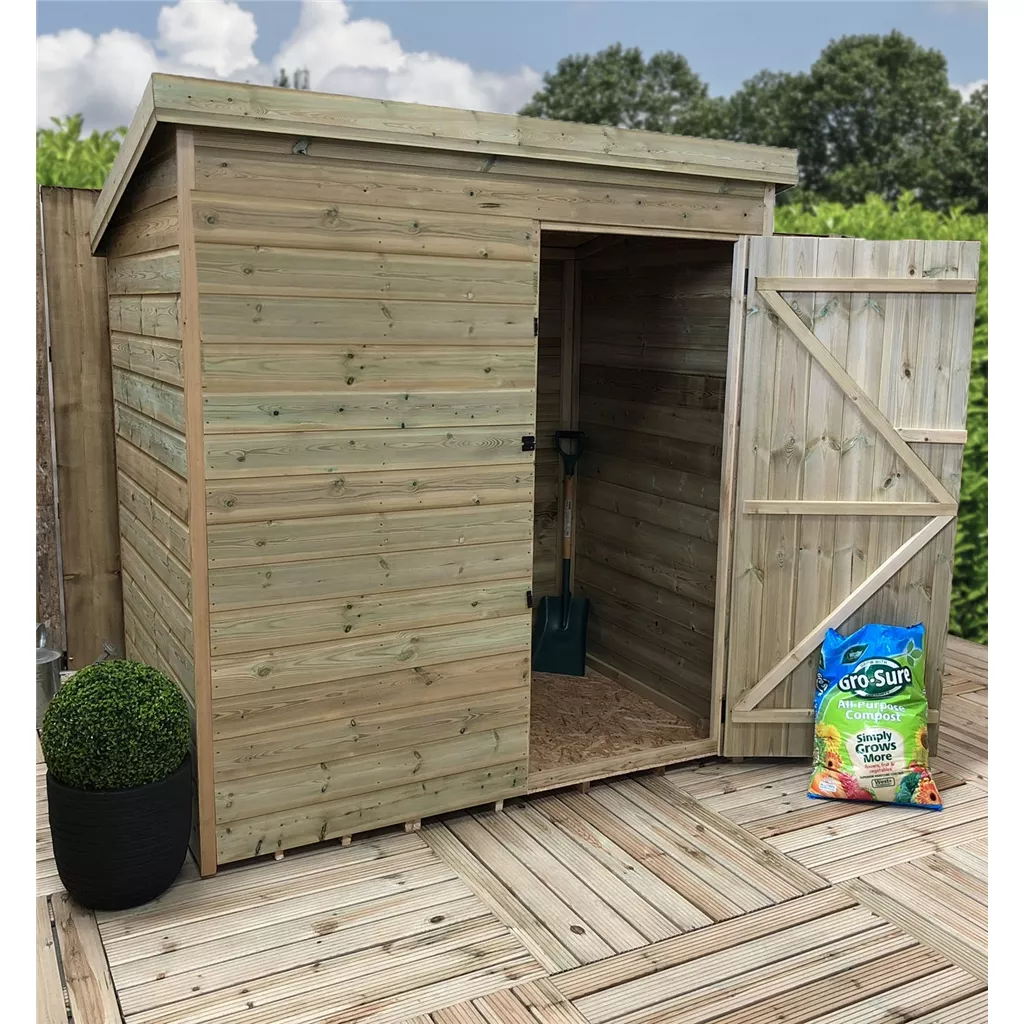 4 x 3 Windowless Pressure Treated T&G Pent Shed With Single Door product image