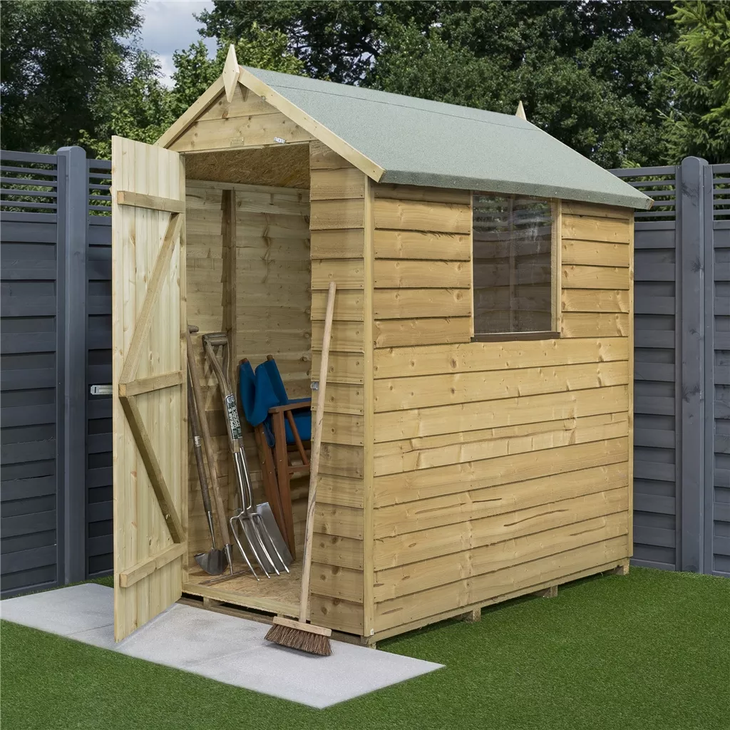 6 x 4 Pressure Treated Overlap Shed, Single Door and 1 Window product image
