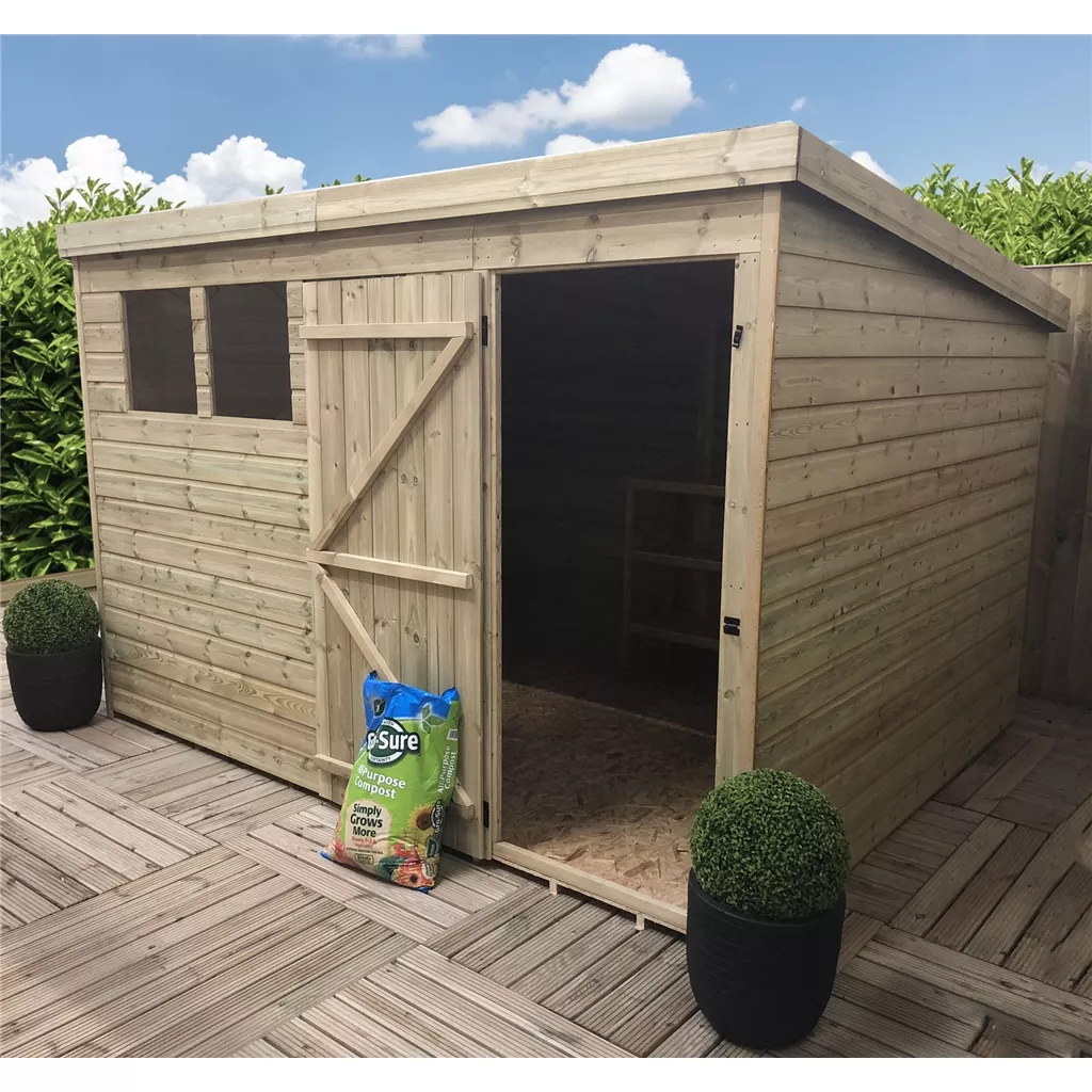 Bespoke 11 X 9 Pressure Treated T&G Pent Shed With 3 Windows, Single Door product image