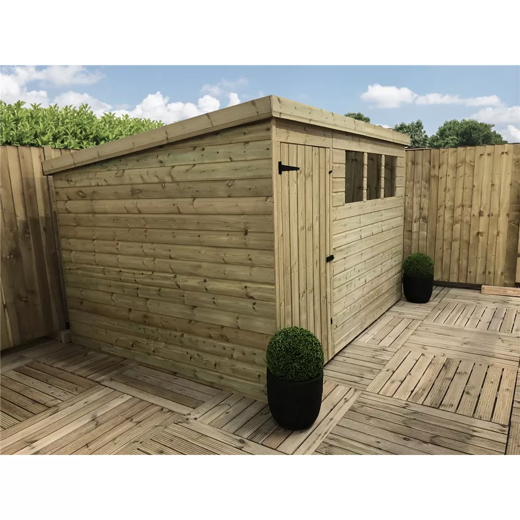 Bespoke 11 X 9 Pressure Treated T&G Pent Shed With 3 Windows, Single Door product image
