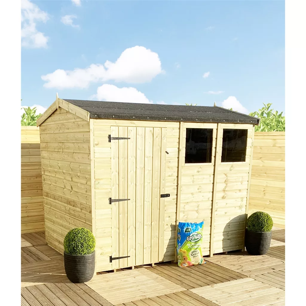 9 x 4 Reverse Pressure Treated T&G Single Door Apex Shed – High Eaves+ 2 Windows product image