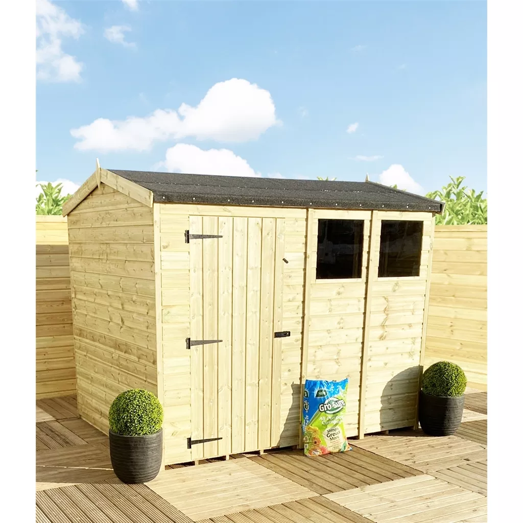 14 x 5 Reverse Pressure Treated T&G Single Door Apex Shed – High Eaves+ 3 Windows product image